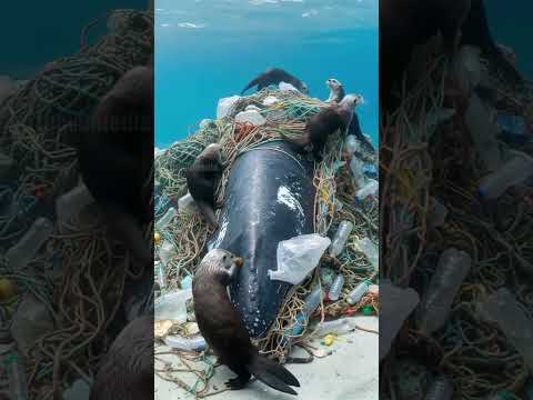 Otters Rescue Stranded Whale From Plastic Waste! #rescue #animals