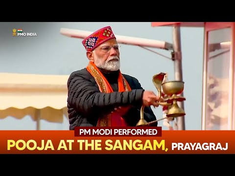 Prime Minister Narendra Modi performs Pooja at the Sangam, Prayagraj