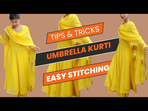 How to make Umbrella kurti cutting and stitching/ trendy kurti/ designer kurti/ easy stitching