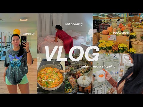 FALL VLOG: autumn is here *aesthetic* home decor, decorate, productive target & trader joes haul 🍂