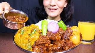Eating Spicy Mutton Curry, Egg Curry and Aloo Achar with Basmati Rice #ASMR/EATING SHOW MUKBANG