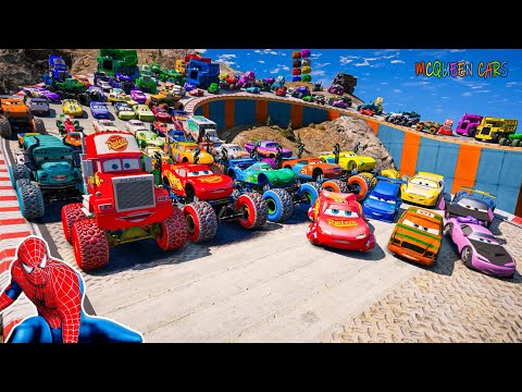 Disney Pixar Cars Lightning McQueen 8x8 Jackson Storm Mater High Impact RC Car | Monster Truck ASMR