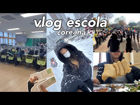 school vlog ☃️🇰🇷: enem coreano, MUITA neve, almoço, faxina, saindo dps da escola etc