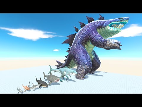 Sharkzilla | Shark Evolution vs ALL Dinosaurs Dilophosaurus Deinonychus Carcharodontosaurus Epic War