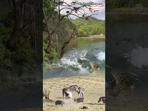 Pertarungan sengit disebuah Danau: Monyet, Buaya, Jerapah, dan Babi Hutan dalam Pertarungan