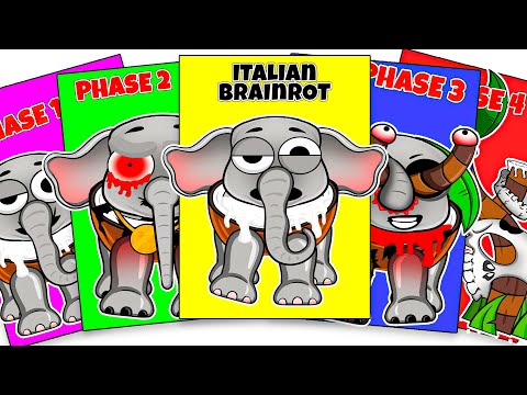 Sprunki Italian Brainrot meme Cocofanto Elefanto Phases 1vs2vs3vs4 | Brainrot Paper Sticker Book