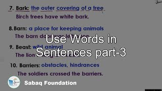 Use Words in Sentences part-3