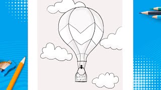 How to draw a Hot Air Balloon - Easy - Step by Step
