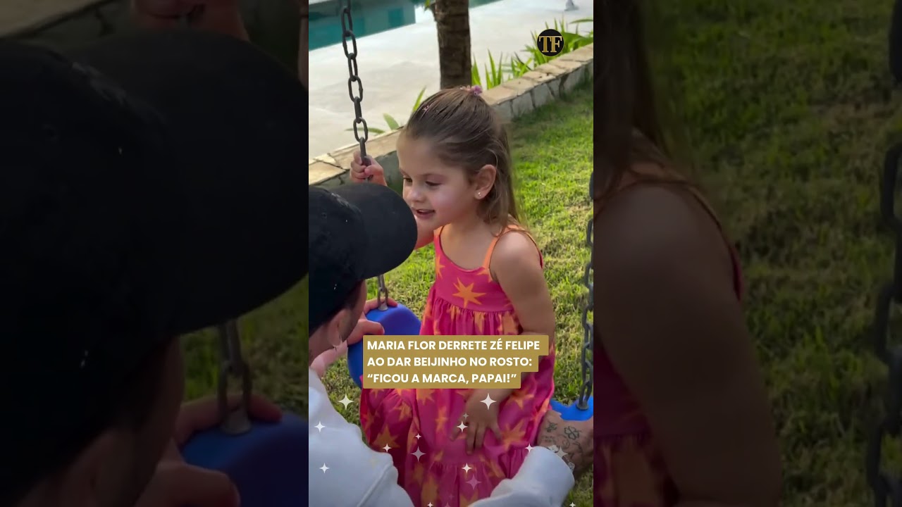 Maria Flor derrete Zé Felipe  ao dar beijinho no rosto: “Ficou a marca, papai!”