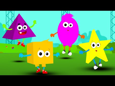 Five little Shapes Jumping On The Bed + More Learning Rhymes for Kids Songs