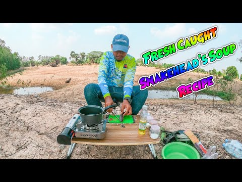 ស្ងោជ្រក់ត្រីផ្ទក់ស្រែធម្មជាតិពិតៗ | Fresh Caught's Snakehead Recipe | Fly Fishing Vlog #11