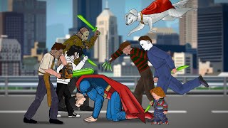 Superman vs Jason Voorhees, Michael Myers, IT Pennywise, Chucky, Freddy Krueger, Jeff Dc2 Animation