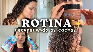 Recuperei meus cachos após escova! Rotina capilar + reconstrução e finalização ✨