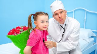 Les enfants mangent trop de sucreries et vont chez le médecin
