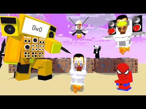 Monster School: SKIBIDI TOILET MULTIVERSE - GOLD TV MAN and SKIBIDI SPIDERMAN - Minecraft Animation
