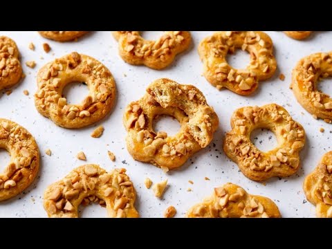 Арахисовое печенье‑колечки: рассыпчатое и ароматное / Новогодняя коробка/ Новогодняя выпечка