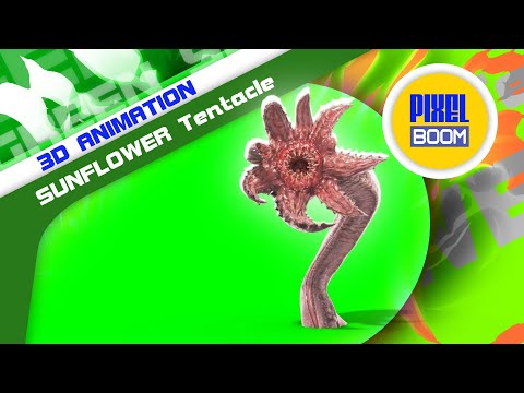 Green Screen Sunflower Tentacle Monster 3D Animation PixelBoom