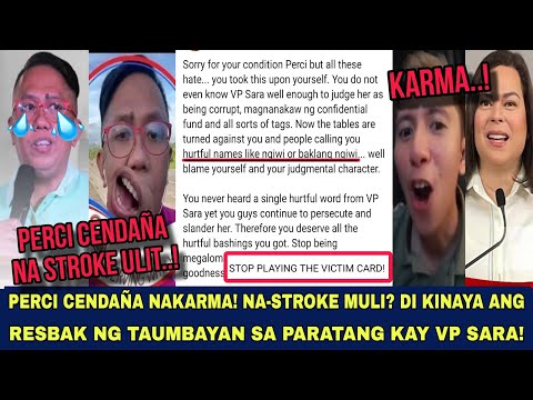 PERCI CENDAÑA NA-STROKE NAKÂRMA SA GINAWA KAY VP SARA