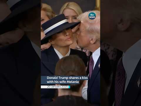 Donald Trump greets wife Melania with a kiss on the cheek at ceremony #itvnews #usa #donaldtrump