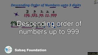 Descending order of numbers up to 999