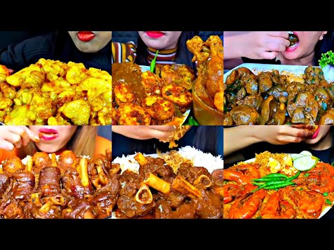 ASMR EATING SPICY CHICKEN CURRY, MUTTON CURRY, EGG CURRY | BEST INDIAN FOOD MUKBANG |Foodie India|