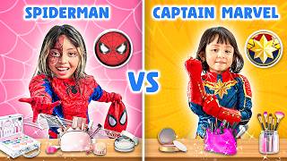 Leika & Lexie Jadi Superhero 😱⭐ Makeup Spider-Man & Captain Marvel!