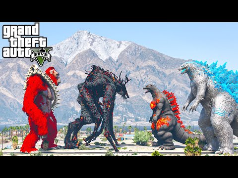 Scarking, Cleric Muto vs Godzilla , Burning Godzilla - The New Battle ( GTA V Mods )