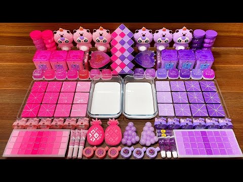Slime Mixing Battle 💖 Pink vs Purple with Glossy Charms #1040