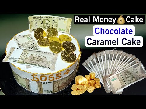 Real Money 💰 Cake | Chocolate Caramel Cake Without Oven,Egg | How to make perfect Whipping Cream