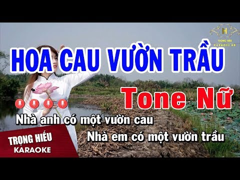 Karaoke Hoa Cau Vườn Trầu Tone Nữ Nhạc Sống | Trọng Hiếu