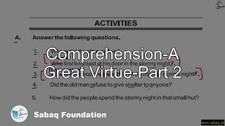 Comprehension-A Great Virtue-Part 2