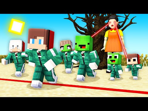 JJ and Mikey Family in SQUID GAME - Maizen Minecraft Animation