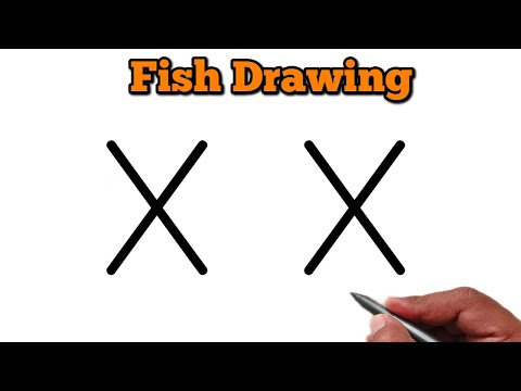 How to draw fish from letter X | Easy fish drawing online for beginners | letter drawing