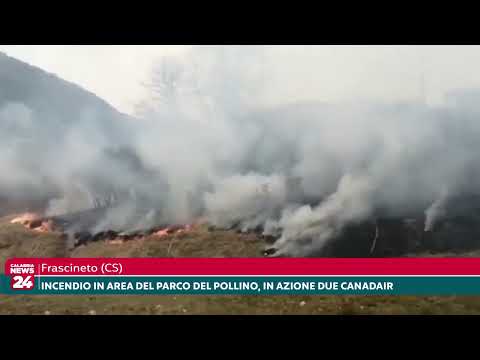 Frascineto, Incendio in area del Parco del Pollino: in azione due canadair