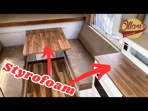 Building a Lightweight Countertop and Dinette Table using STYROFOAM! // Truck Camper Build Ep 19
