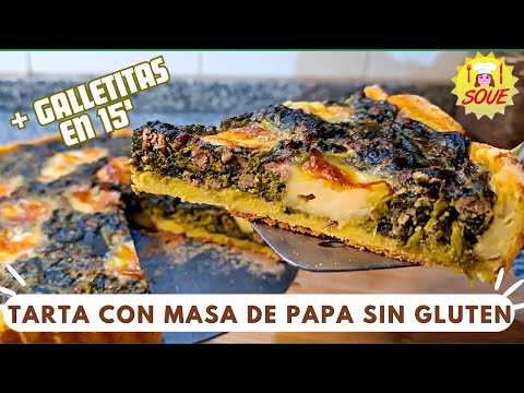 🥔 2 X1 🥧Tarta Saludable de Espinaca con masa de Papa + Galletitas de papa crocante! #SinGluten