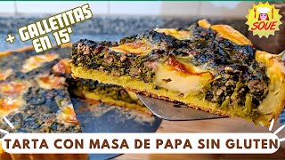 🥔 2 X1 🥧Tarta Saludable de Espinaca con masa de Papa + Galletitas de papa crocante! #SinGluten