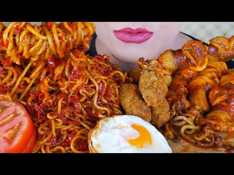 ASMR MIE PEDAS, SATE CUMI, UDANG KEJU DAN TELUR CEPLOK | EATING SOUNDS