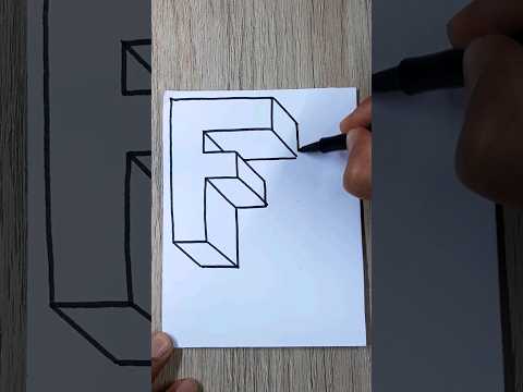 👉 Dibujos 3D 🔥 Como Dibujar La LETRA F en 3D Fácil #shorts #short