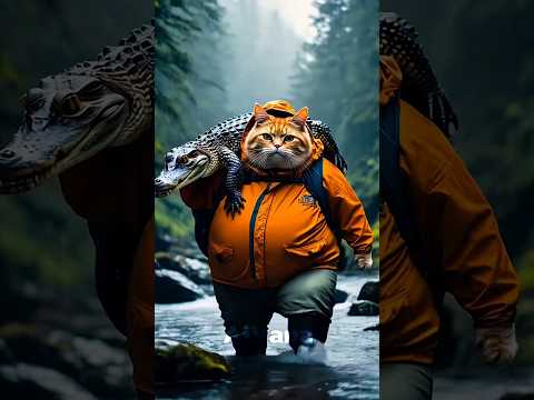 Cat 😺 eating Crocodile 🐊