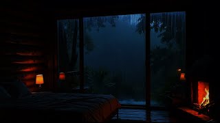 Restful Sleep and Calming in Cozy Cabin Night with Crackling Fireplace Sounds