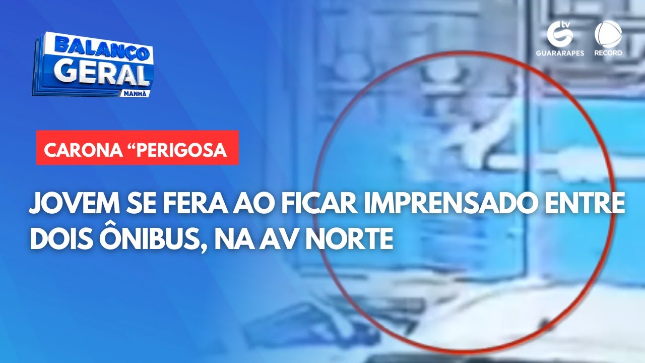  Jovem se fere ao ficar imprensado entre dois ônibus, na Av Norte.