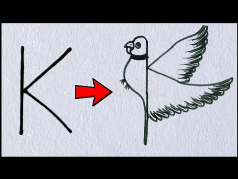 Parrot drawing from letter K || how to draw parrot|| drawing parrot | letter drawing