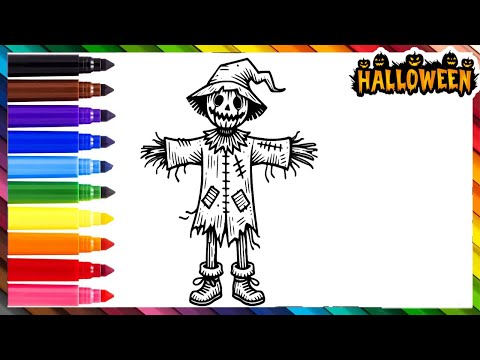 Dibuja y Colorea ESPANTAPAJAROS TERRORIFICO Dibujos De HALLOWEEN 🎃🕷️🕸️