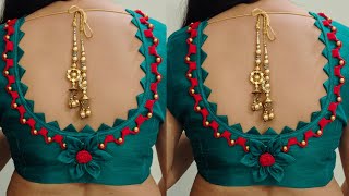 Very pretty and unique blouse design cutting and stiching
