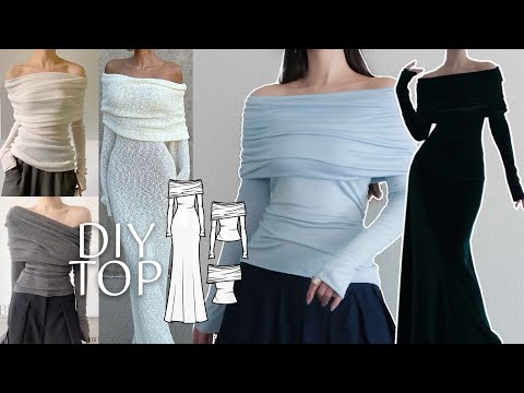 DIY Off-Shoulder Drape Top/Dress Easy Sewing Tutorial + Sewing Pattern