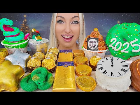 ASMR GOLD FOOD, CHOCOLATE, FERRERO ROCHER, CAKE, DONUT (DESSERT) MUKBANG, 달달한 음식 먹방