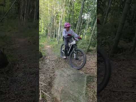 The girl effortlessly conquering a small incline with her Frey electric-assist bike. #ebike mtb