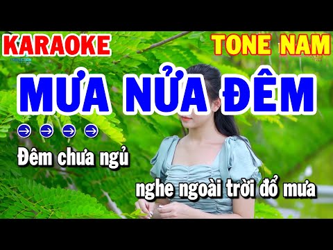 Karaoke Mưa Nửa Đêm Tone Nam ( Dm )  | Nhạc Sống Thanh Hải