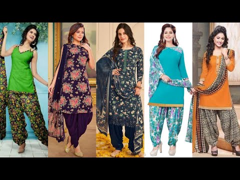 Most stylish punjabi suit with printed dupatta patiala & dhoti salwar with colour combination suits